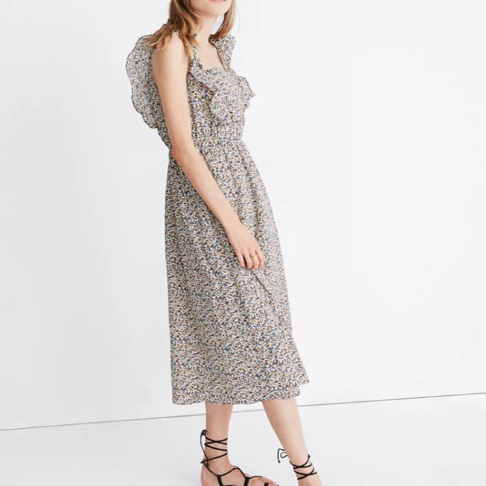 Madewell Ruffle Strap Floral Midi Dress NWT Size 4